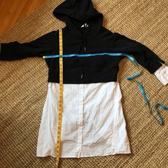 SEA New York Dress With Cropped Hoodie Overlay White Underlay Cotton. Size M. - Picture 3 of 8